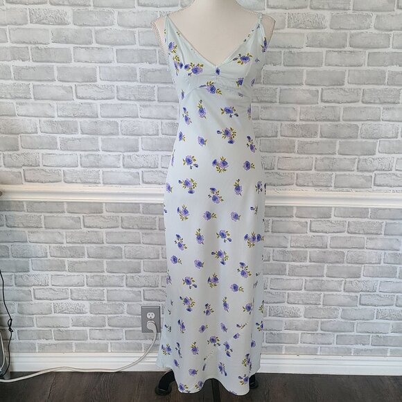 ASOS Blue Floral Maxi Slip Dress Romantic Feminine Fairy Cottage Lightweight 4 - Picture 1 of 9